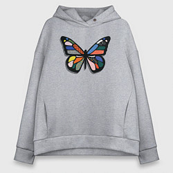 Толстовка оверсайз женская Графичная бабочка, цвет: меланж