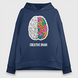 Толстовка оверсайз женская Creative Brain, цвет: тёмно-синий