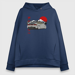 Толстовка оверсайз женская Honda Crx Retro JDM, цвет: тёмно-синий