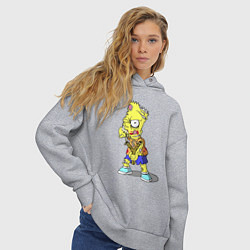 Толстовка оверсайз женская Барт Симпсон -зомби целится из рогатки, цвет: меланж — фото 2
