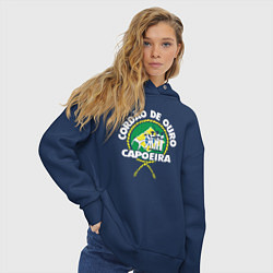 Толстовка оверсайз женская Capoeira - Cordao de ouro flag of Brazil, цвет: тёмно-синий — фото 2