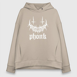 Толстовка оверсайз женская Phonk лого, цвет: миндальный