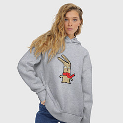 Толстовка оверсайз женская Кролик в шарфике, цвет: меланж — фото 2