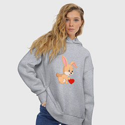 Толстовка оверсайз женская Кролик с сердечком, цвет: меланж — фото 2