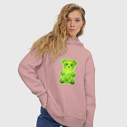 Толстовка оверсайз женская Желейный медведь зеленый, цвет: пыльно-розовый — фото 2