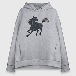 Толстовка оверсайз женская Лошадь мустанг, цвет: меланж