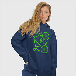 Толстовка оверсайз женская Детали велосипеда, цвет: тёмно-синий — фото 2