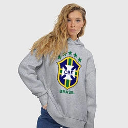Толстовка оверсайз женская Brasil CBF, цвет: меланж — фото 2