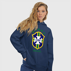 Толстовка оверсайз женская Brasil CBF, цвет: тёмно-синий — фото 2