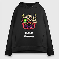 Толстовка оверсайз женская Geometry Dash hard demon, цвет: черный