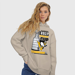 Толстовка оверсайз женская Питтсбург Пингвинз НХЛ, цвет: миндальный — фото 2