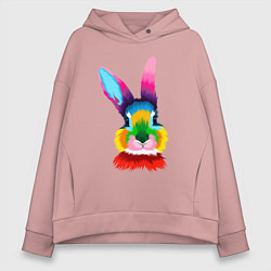 Толстовка оверсайз женская Радужный кролик, цвет: пыльно-розовый