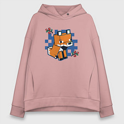 Толстовка оверсайз женская Лиса из Майнкрафта, цвет: пыльно-розовый