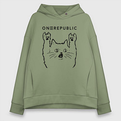 Толстовка оверсайз женская OneRepublic - rock cat, цвет: авокадо