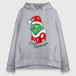 Толстовка оверсайз женская Santa Claus Grinch - merry Christmas, цвет: меланж