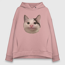 Толстовка оверсайз женская Polite cat meme, цвет: пыльно-розовый