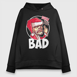 Толстовка оверсайз женская Bad Santa - Screw you, цвет: черный