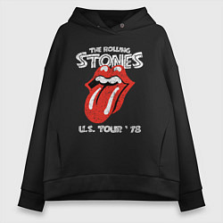 Толстовка оверсайз женская The Rolling Stones 78, цвет: черный