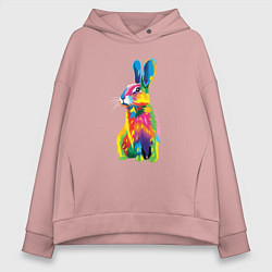 Толстовка оверсайз женская Кролик в стиле поп-арт, цвет: пыльно-розовый