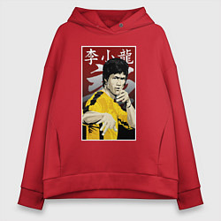 Толстовка оверсайз женская Дракон Брюс Ли, цвет: красный