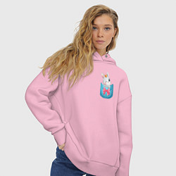 Толстовка оверсайз женская Зайка в кармане, цвет: светло-розовый — фото 2