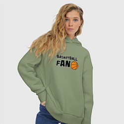 Толстовка оверсайз женская Фанат баскетбола надпись, цвет: авокадо — фото 2