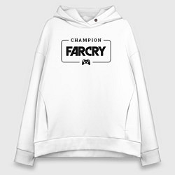 Толстовка оверсайз женская Far Cry gaming champion: рамка с лого и джойстиком, цвет: белый