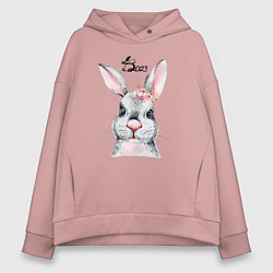 Толстовка оверсайз женская Кролик - символ 2023 года, цвет: пыльно-розовый