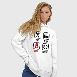 Толстовка оверсайз женская Eat - sleep - Rainbow Six - repeat, цвет: белый — фото 2