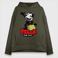 Толстовка оверсайз женская Cat Felix magic bag, цвет: хаки