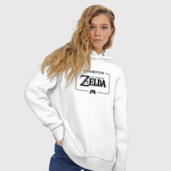Толстовка оверсайз женская Zelda gaming champion: рамка с лого и джойстиком, цвет: белый — фото 2