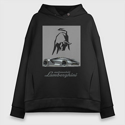 Толстовка оверсайз женская Lamborghini concept - Italy, цвет: черный