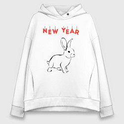 Толстовка оверсайз женская New year rabbit, цвет: белый