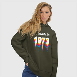 Толстовка оверсайз женская Made in 1973 liquid art, цвет: хаки — фото 2