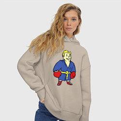 Толстовка оверсайз женская Vault boy - boxer, цвет: миндальный — фото 2