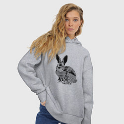Толстовка оверсайз женская Rabbit in patterns, цвет: меланж — фото 2