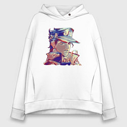 Толстовка оверсайз женская Дзётаро Кудзё - character, цвет: белый