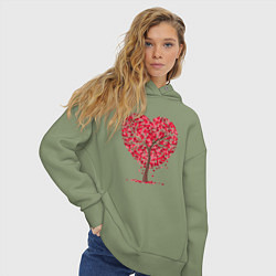 Толстовка оверсайз женская Дерево в виде сердца, цвет: авокадо — фото 2