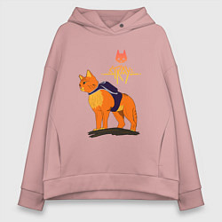 Толстовка оверсайз женская Stray - cat logo, цвет: пыльно-розовый