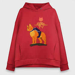 Толстовка оверсайз женская Stray - cat logo, цвет: красный