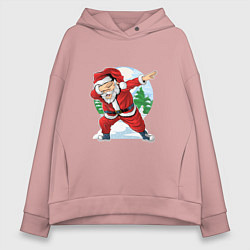 Толстовка оверсайз женская Dabbing Santa day, цвет: пыльно-розовый