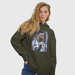 Толстовка оверсайз женская Viva la Argentina - Lionel Messi - world champion, цвет: хаки — фото 2