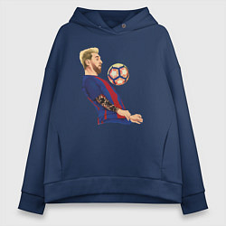 Толстовка оверсайз женская Messi Barcelona, цвет: тёмно-синий