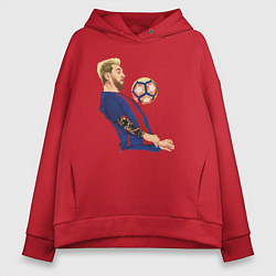Толстовка оверсайз женская Messi Barcelona, цвет: красный