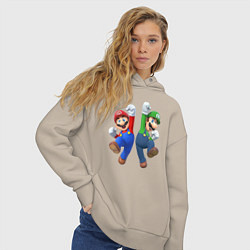Толстовка оверсайз женская Марио и Луиджи, цвет: миндальный — фото 2