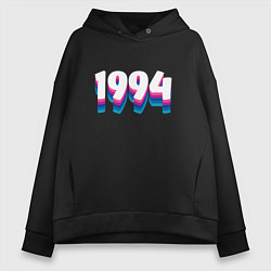 Толстовка оверсайз женская Made in 1994 vintage art, цвет: черный