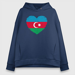 Толстовка оверсайз женская Сердце Азербайджана, цвет: тёмно-синий