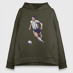 Толстовка оверсайз женская Maradona football, цвет: хаки