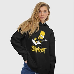 Толстовка оверсайз женская Slipknot Барт Симпсон рокер, цвет: черный — фото 2