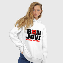 Толстовка оверсайз женская Bon Jovi band, цвет: белый — фото 2